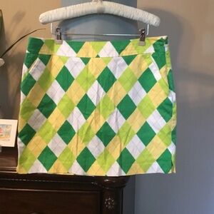 Vibrant Argyle Mini Skirt in Green and Yellow